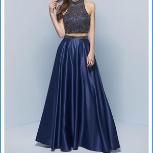 Splash Popover Dress, Navy Multi